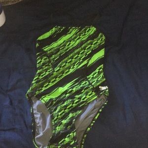 Green and black speedo